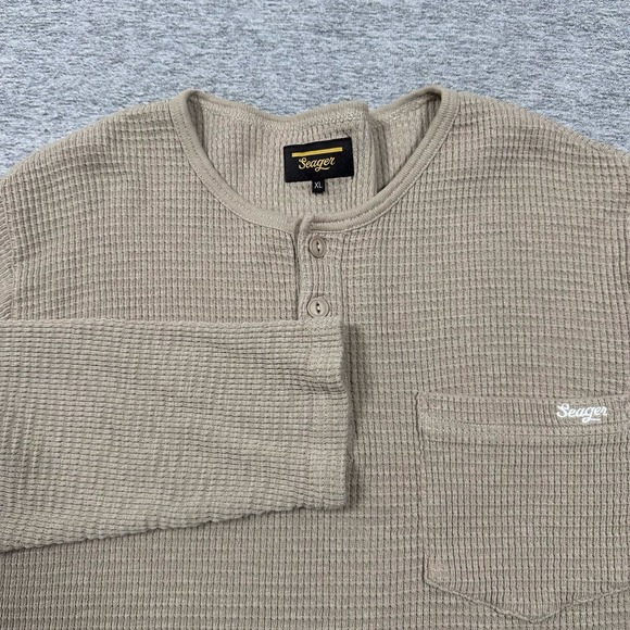 Seager Other - Seager Sawpit Henley Shirt Mens XL Brown Waffle Knit Long Sleeve Thermal